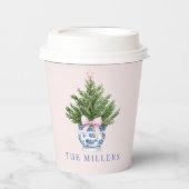 Roze en Blauwe Grootduizendjarige Kerstboom Papieren Bekers (Voorkant)