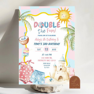 Roze en Blauwe Groovy Pastel Verjaardag voor Broer Kaart