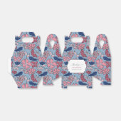 Roze en Blauwe Hand Getrokken Bloemen Block Print Bedankdoosjes (Uitgevouwen)