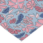 Roze en Blauwe Hand Getrokken Bloemen Block Print Korte Tafelloper (Hoek)