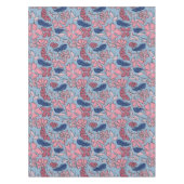 Roze en Blauwe Hand Getrokken Bloemen Block Print Tafelkleed (Voorkant)