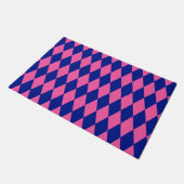 Roze en blauwe harlekijn geruit ontwerp deurmat (Schuin)