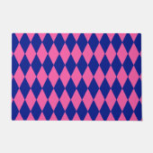 Roze en blauwe harlekijn geruit ontwerp deurmat (Voorkant)
