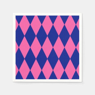 Roze en blauwe harlekijn geruit ontwerp servet