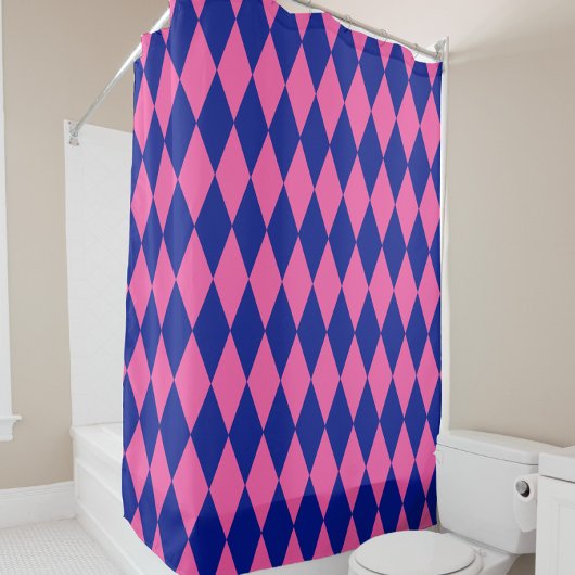 Roze en blauwe harlekijn geruite ontwerp douchegordijn