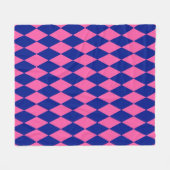 Roze en blauwe harlekijn geruite ontwerp fleece deken (Voorkant (Horizontaal))