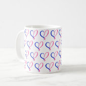 Roze en Blauwe Hart Koffiemok (Voorkant links)
