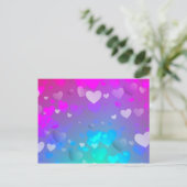 Roze en blauwe harten briefkaart (Staand voorkant)