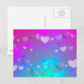 Roze en blauwe harten briefkaart (Voorkant / Achterkant)