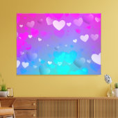 Roze en blauwe harten canvas afdruk (Insitu (Woonkamer))