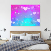 Roze en blauwe harten canvas afdruk (Insitu (Slaapkamer))