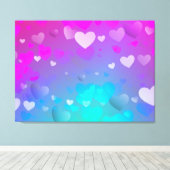 Roze en blauwe harten canvas afdruk (Insitu (Houten vloer))