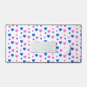 Roze en Blauwe Harten en Polka Dots Patroon Bureaumat (Keyboard & Muis)
