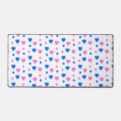 Roze en Blauwe Harten en Polka Dots Patroon Bureaumat (Voorkant)