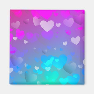 Roze en blauwe harten magneet