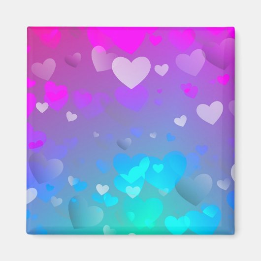 Roze en blauwe harten magneet (Voorkant)