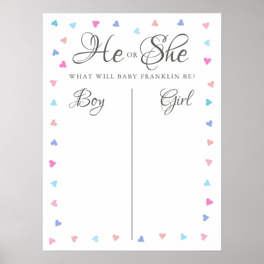 Roze en Blauwe Harten onthullen het stembord Poster (Voorkant)