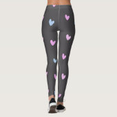 Roze en blauwe harten Patroon op grijs Leggings (Achterkant)