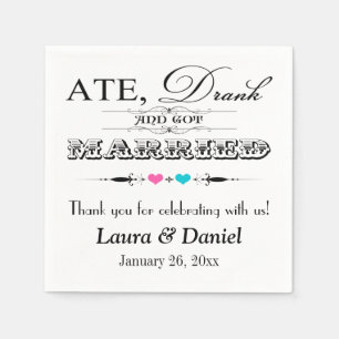 Roze en blauwe harten, Scrolls Wedding Napkins Servet