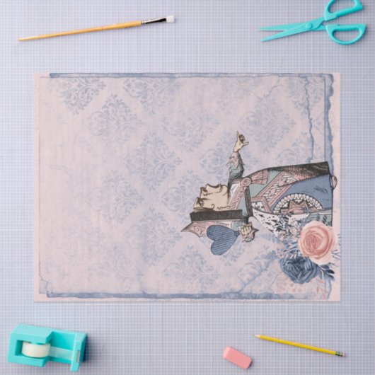 Roze en blauwe hartenkoningin ontkoppelen tissuepapier (Craft)