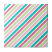 Roze en blauwe heldere strepen tegeltje (Voorkant)