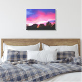 Roze en Blauwe Hemel bij Zonsondergang Olieverfsch Canvas Afdruk (Insitu (Slaapkamer))