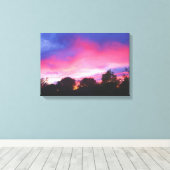 Roze en Blauwe Hemel bij Zonsondergang Olieverfsch Canvas Afdruk (Insitu (Houten vloer))