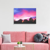 Roze en Blauwe Hemel bij Zonsondergang Olieverfsch Canvas Afdruk (Insitu (Woonkamer))