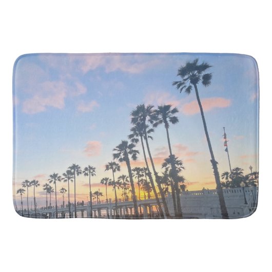 Roze en Blauwe Hemel Zonsondergang in Oceanside Ca Badmat (Voorkant)