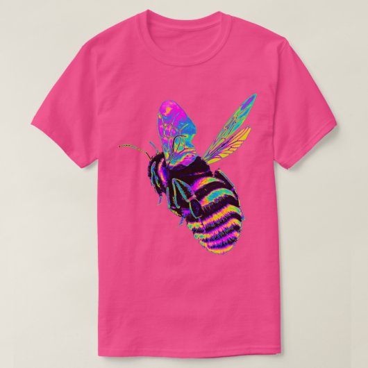 Roze en Blauwe Holo Bumble Bee T-shirt (Design voorkant)