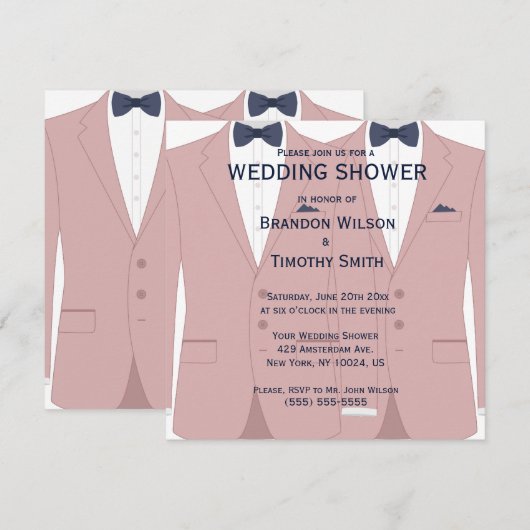 Roze en blauwe homohuwelijk bruidsuitnodigingen kaart (Voorkant / Achterkant)