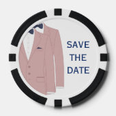 Roze en blauwe homohuwelijk Save The Date-pokerver Poker Chips (Voorkant)