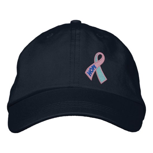 Roze en Blauwe Hoop Kanker Ribbon Awareness Geborduurde Pet (Voorkant)