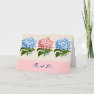 Roze en Blauwe Hortensia Bloemen Bloemen Dank U Bedankkaart