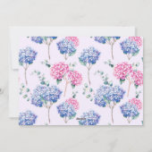 Roze en Blauwe Hortensia Bruidegom Huwelijksbord Feestdagenkaart (Achterkant)