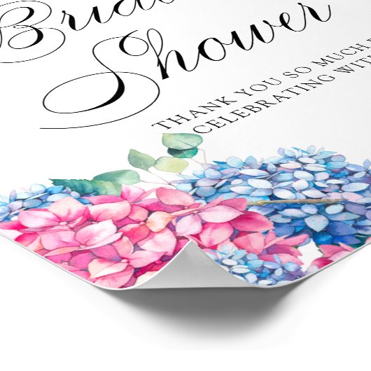 Roze en Blauwe Hortensia Bruidsontvangst Poster (Hoek)