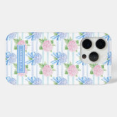 Roze en Blauwe Hortensia Gestreepte Case-Mate iPhone Case (Achterkant (horizontaal))