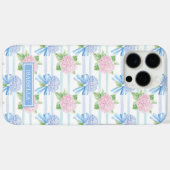 Roze en Blauwe Hortensia Gestreepte Case-Mate iPhone Case (Achterkant (horizontaal))