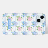 Roze en Blauwe Hortensia Gestreepte Case-Mate iPhone Case (Achterkant (horizontaal))