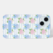 Roze en Blauwe Hortensia Gestreepte Case-Mate iPhone Case (Achterkant (horizontaal))