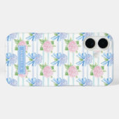 Roze en Blauwe Hortensia Gestreepte Case-Mate iPhone Case (Achterkant (horizontaal))