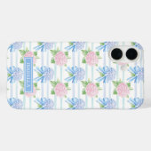 Roze en Blauwe Hortensia Gestreepte Case-Mate iPhone Case (Achterkant (horizontaal))