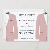 Roze En Blauwe Huwelijk Homoseksuelen Save The Date (Achterkant)