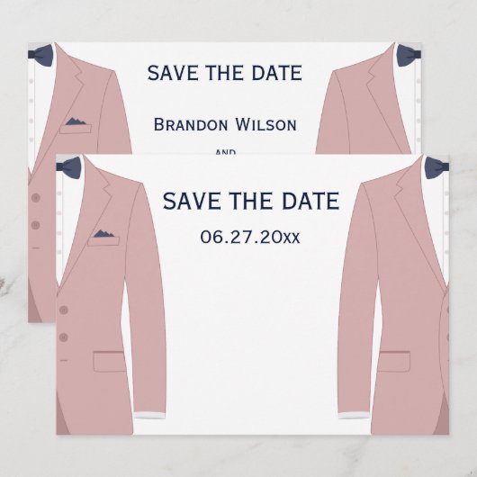 Roze En Blauwe Huwelijksceremonie Voor Homoseksuel Save The Date (Voorkant / Achterkant)