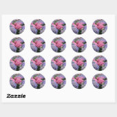 Roze en Blauwe Hydrangea Bloemenveld Schilderij Ronde Sticker (Vel)