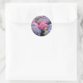 Roze en Blauwe Hydrangea Bloemenveld Schilderij Ronde Sticker (Tas)