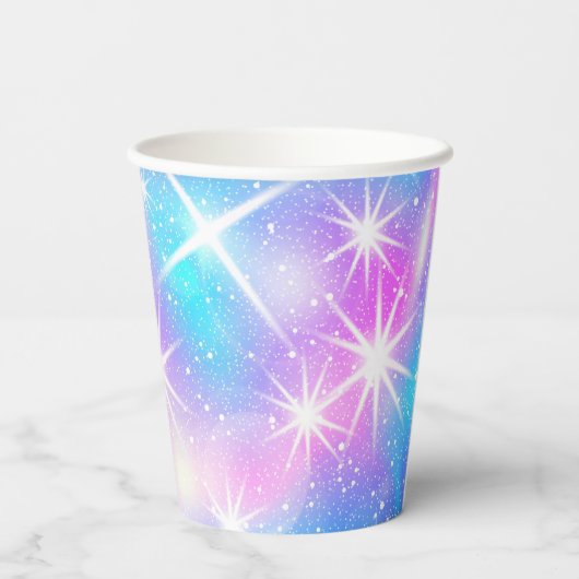 Roze en blauwe inktvlek papieren bekers (Achterkant)