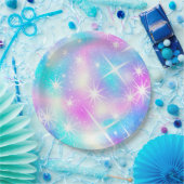 Roze en blauwe inktvlek papieren bordje (Feest)