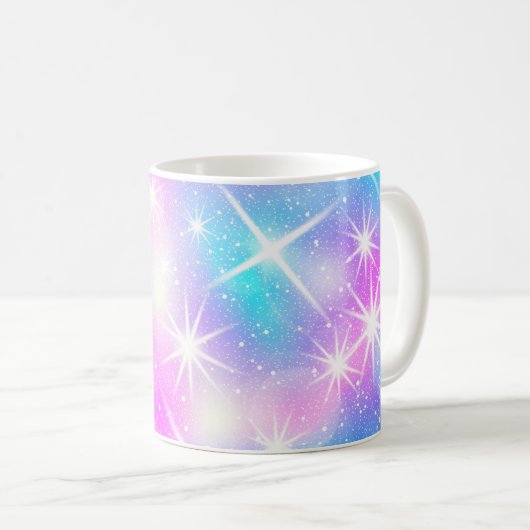 Roze en Blauwe Iridescent Sparkle-mok Koffiemok (Voorkant rechts)