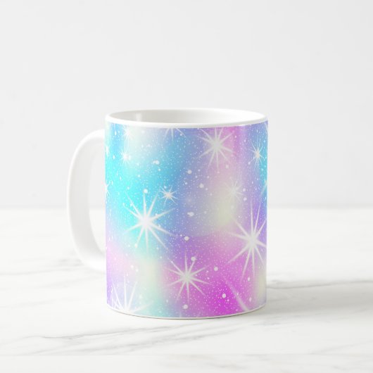Roze en Blauwe Iridescent Sparkle-mok Koffiemok (Voorkant links)